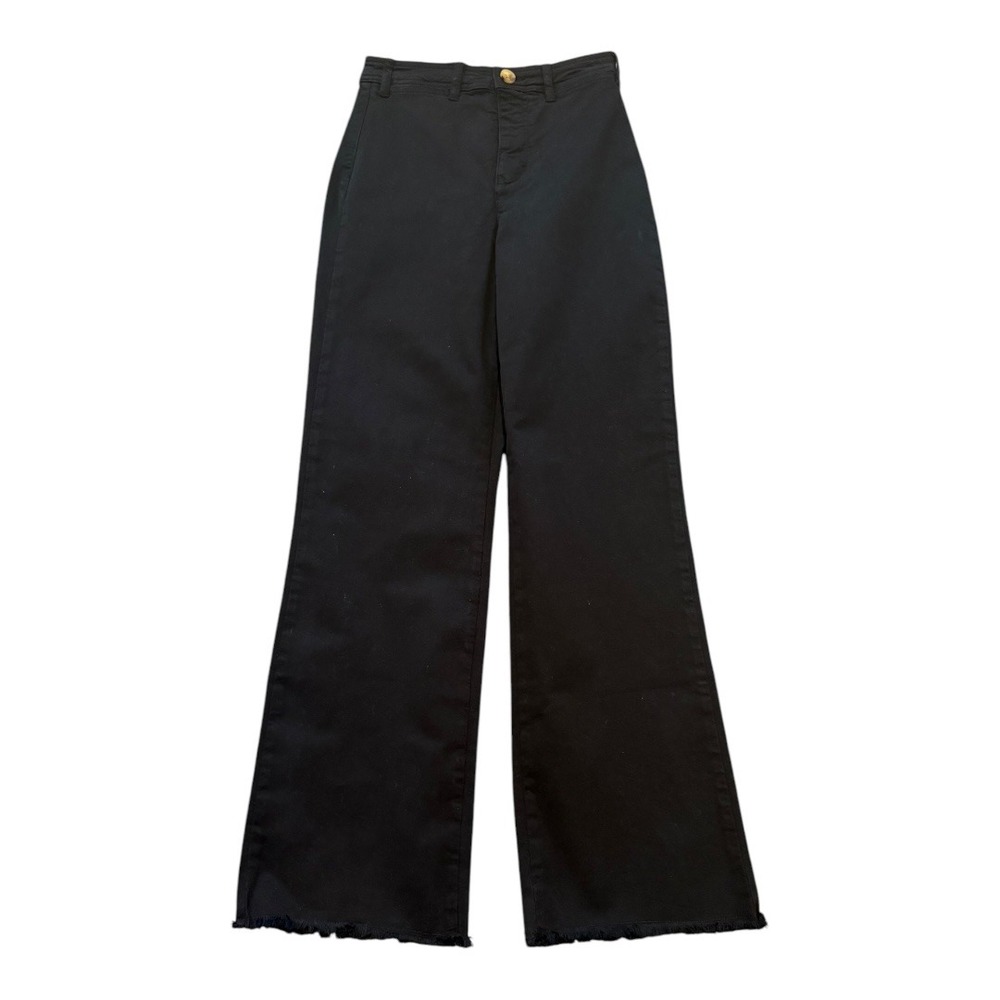 Marine‎ Layer Wide Leg Pants Frayed Hem Black Casual Size 2
